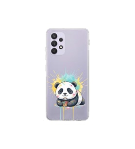 Samsung Galaxy A32 ile Uyumlu Splash Panda Tasarımlı Şeffaf Silikon Kılıf