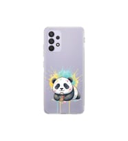 Samsung Galaxy A32 ile Uyumlu Splash Panda Tasarımlı Şeffaf Silikon Kılıf