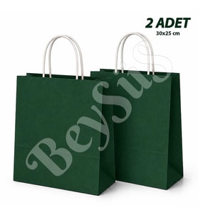 30x25 cm Hediyelik Kağıt Çanta Yeşil 2 Adet