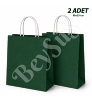 30x25 cm Hediyelik Kağıt Çanta Yeşil 2 Adet