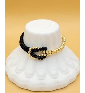 Siyah & Gold Bağ Halkalı Boncuk Bileklik