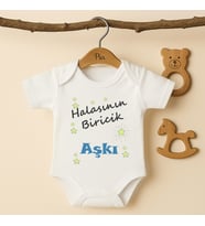 Pia Baby B29 %100 Pamuk Halasının Biricik Aşkı Yazılı Tasarlanabilir Bebek Body (Ekru)