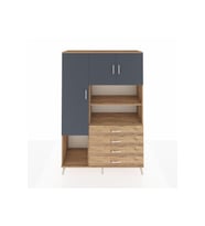 Hyperion Dolap 7 Raflı 4 Çekmeceli 3 Kapaklı 132x44x195 Çam-Antrasit/Çam