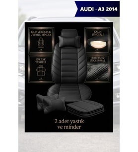 audi a3 2014 Koltuk ve Kılıf uyumlu Lüks Yastık Minder Siyah 2 Minder 2 Yastık