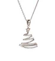 925 Ayar Gümüş Yılbaşı Ağacı Christmas Tasarım Yıldız Kadın Kolye (Silver)