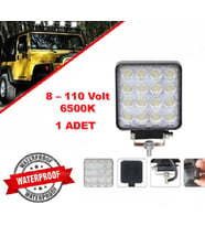 Off Road Sis Farı Lambası 16 Led 48Watt Kare Çalışma Lambası 1 Adet