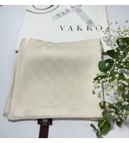 90x90  JAKARLI SAF İPEK EŞARP - 05493 (Krem)