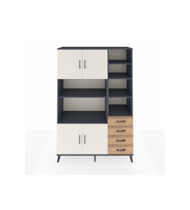 Hyperion Dolap 9 Raflı 4 Çekmeceli 4 Kapaklı 132x44x195 Antrasit-Aytaşı/Çam