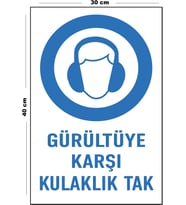Metal Gürültüye Karşı Kulaklık Tak 30 cm x 40 cm A3 Büyüklüğünde Uyarı Levhası Yönlendirme Tabelası