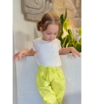 Breeze Kız Çocuk Tişört Cepli Güpürlü 3-7 Yaş, Ekru