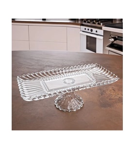 Kosova Ayaklı Dikdörtgen Cam Kristal Sunumluk 36x17x12 cm