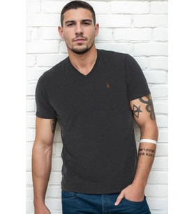 T8568 DEWBERRY V YAKA ERKEK T-SHIRT-ANTRASİT-2