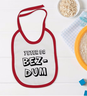BK Kids Bezdum Tasarımlı Kırmızı Bebek Mama Önlüğü-3