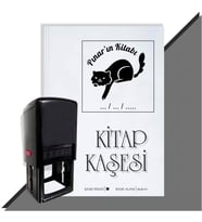 Kişiye Özel  Sevimli Kedi 4 Tarihli Kitap Kaşesi (Siyah)