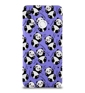 Huawei P 30 Lite Uyumlu Lansman Kılıf Panda Tasarımlı İçi Kadife Mor Kapak (Şeffaf)