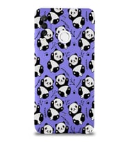 Huawei P 30 Lite Uyumlu Lansman Kılıf Panda Tasarımlı İçi Kadife Mor Kapak (Şeffaf)