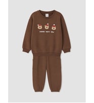 LCW baby Kahverengi Baskılı Erkek Bebek Kalın Eşofman Takım