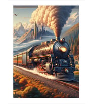 Retro Tren Manzarası Modern Ahşap Tablo