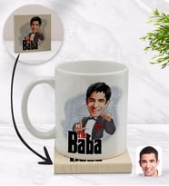 BK Gift Kişiye Özel Baba Godfather Karikatürlü Beyaz Kupa Bardak ve Ahşap Bardak Altlığı Hediye Seti - Model 7