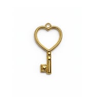 3.5 cm Kalp Anahtar Gold Zamak Kolye Ucu Epoksi ve Takı Yapımına Uygun (5Adet)