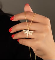 925 Ayar Gümüş Gold Zirkon Taşlı Yusufçuk Kolye