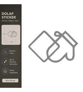 Eldiven Mat Gri Dekoratif Folyo Sticker 14x14 cm