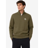 Lacoste High Neck Zip-Up Print Unisex Sweatshirt Fermuarlı Yüksek Yaka Pamuklu Sweatshirt Yeşil