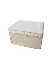 Maxi Çok Amaçlı Saklama Kutusu Kutu Hurç Organizer Oyuncak Kutusu Hurç Çizgi Desen 40x50x30 (Gri)
