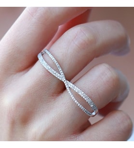 Sonsuzluk Model Çift Parmağı Saran Ayarlanabilir Gümüş Yüzük