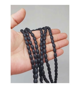 Bileklik Boy Lav Taşı Arpa Kesim Yarım Dizi 6*8.5mm (49970) (18CM UZUNLUĞUNDADIR)