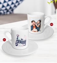 BK Gift Kişiye Özel Babalar Günü Hediyesi Fotoğraflı Türk Kahvesi Fincanı-65 (Beyaz)