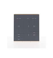 Arges Gardrop 8 Raflı 4 Çekmeceli 3 Askılı 220x30x243 Çam-Antrasit