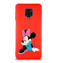 Xiaomi Redmi Note 9 Pro Soft Premier Kapak Minnie Mouse-E Tasarımlı Silikon Kılıf - Kırmızı (Şeffaf)