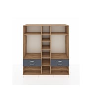 Kronos Dolap 11 Raflı 4 Çekmeceli 2 Askılı 220x59x243 Çam-Çam/Antrasit