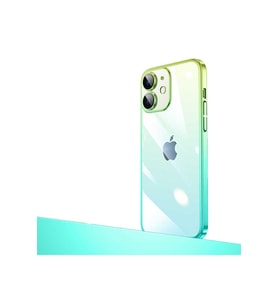 Apple iPhone 12 Uyumlu Kılıf Parlak Renk Geçişli Kamera Korumalı Zore Senkron Kapak (Yeşil-Mavı)
