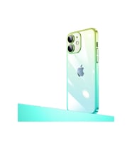 Apple iPhone 12 Uyumlu Kılıf Parlak Renk Geçişli Kamera Korumalı Zore Senkron Kapak (Yeşil-Mavı)