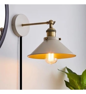 Rsylight Retro Metal Beyaz Kablolu Anahtarlı Rustik Duvar Aplik Çap:30 cm