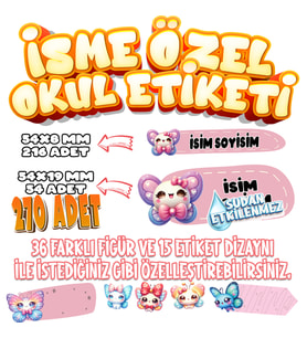 Okul Etiketi Kalem Defter Etiketi İsme Özel Etiket SET03