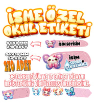 Okul Etiketi Kalem Defter Etiketi İsme Özel Etiket SET03