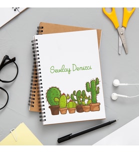 Kaktüs Tasarımlı Defter Kişiye Özel