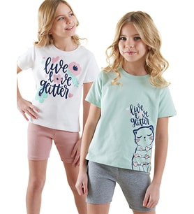 Çiçekler Kız Çocuk 2'li Pijama Takım (Pembe)