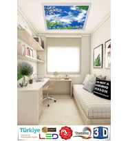 Ağaçlı Gökyüzü Avize 60w Yeni Nesil Aydınlatma 60x60 Beyaz Işık, Modern Çerçeve