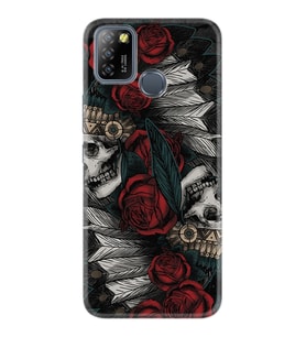 INFINIX Smart 4 5 6 Zero 8 S5 Pro Kılıf Desemli Silikon Skull Rose 1673