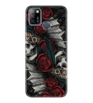 INFINIX Smart 4 5 6 Zero 8 S5 Pro Kılıf Desemli Silikon Skull Rose 1673