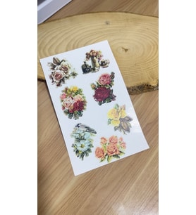 Çiçekler Set a5 Boyutunda 2 Sayfa Toplam 14 Adet Sticker
