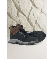 Rakerplus Hakiki Deri Siyah Kahverengi Fermuarlı Trekking Çocuk Bot