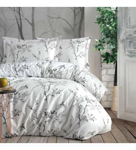 Keep London Dolce Sleep Series Natural Cotton(Doğal Pamuk) Çift Kişilik Nevresim Takımı-Beyaz (Desenli)