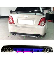 Chevrolet Aveo Sedan Mavi Difüzör Çiftli Yuvarlak Egzoz Görünümlü D Tip Difizör 2012 - 2016