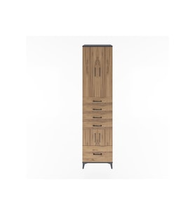 Hyperion Dolap 4 Raflı 5 Çekmeceli 4 Kapaklı 60x44x243 Antrasit-Çam