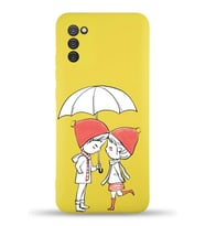 Samsung Galaxy A02s Uyumlu Lansman Kılıf Aşk Tasarımlı İçi Kadife Kapak-Sarı (Şeffaf)